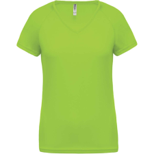 PROACT PA477 Női rövid ujjú V-nyakú sportpóló Proact, Lime-2XL női póló