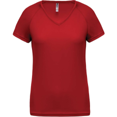 PROACT PA477 Női rövid ujjú V-nyakú sportpóló Proact, Red-XL