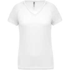 PROACT PA477 Női rövid ujjú V-nyakú sportpóló Proact, White-2XL női póló