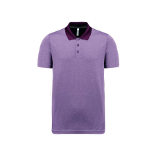 PROACT PA496 unisex rövid ujjú marl galléros sprtpóló Proact, Burgundy Heather-S férfi póló