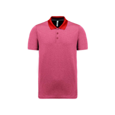 PROACT PA496 unisex rövid ujjú marl galléros sprtpóló Proact, Coral Heather-3XL