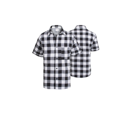 Procera Flanell ing, rövid ujjú, fehér-fekete, m-es méret munkaruha