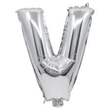 Procos Betű formájú fólia lufi ezüst színben – V betű 32cm party kellék