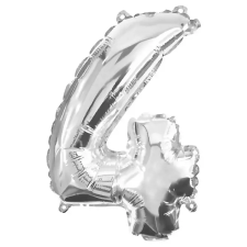 Procos Számos fólia lufi ezüst színben – 4-es szám 32cm party kellék