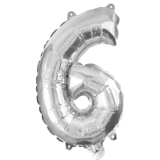 Procos Számos fólia lufi ezüst színben – 6-os szám 86cm party kellék