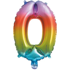 Procos Számos fólia lufi metál szivárvány színben – 0-ás szám 34cm party kellék