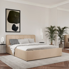PRODA Almo kárpitozott ágy, 160 x 200 cm, Világos krém ágy és ágykellék