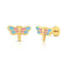 Producator 7 ( Kids Aur ) 14K arany fülbevaló gyerekeknek szitakötő kék / rózsaszín fülbevaló