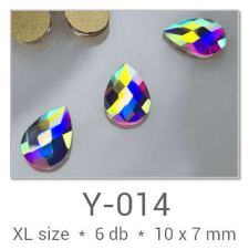 Profinails Profinails forma strasszkövek #Y-014 Crystal AB 6 db (10x7 mm csepp) körömdíszítő