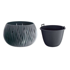PROSPERPLAST Dekoratív virágcserép, kerek, antracit, 29x19,5 cm, Sandy Bowl kerti tárolás