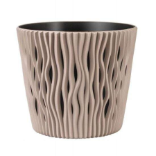 PROSPERPLAST Dekoratív virágcserép, kerek, barna, 15,8x13,8 cm, Sandy Round kerti tárolás