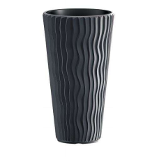 PROSPERPLAST Dekoratív virágcserép, kerek, magas, antracit, 29,7x53,1 cm, homokos kerti tárolás