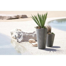 PROSPERPLAST Dekoratív virágcserép, kerek, szürke, 18/37 L, 39x43,6 cm, Sandy kerti tárolás