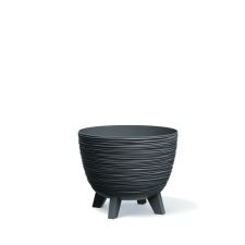 PROSPERPLAST Furu Design Virágtartó Antracit 23,6 cm Bordázott, 5db-os csomag kerti tárolás