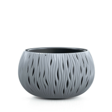 PROSPERPLAST Sandy Bowl Hullám Mintás Kaspó Kőszürke 37 cm, 2db-os csomag kerti tárolás