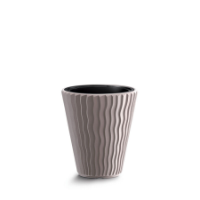 PROSPERPLAST Sandy Dekoratív Kaspó Mokka 29,7 cm Hullámmintás, 5db-os csomag kerti tárolás