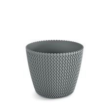 PROSPERPLAST Splofy Kötött Mintázatú Virágcserép Kőszürke 21,8 cm, 5db-os csomag kerti tárolás