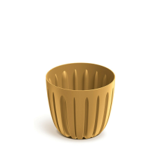 PROSPERPLAST Wario Bordázott Műanyag Virágcserép Mustársárga 13,8 cm, 10db-os csomag kerti tárolás