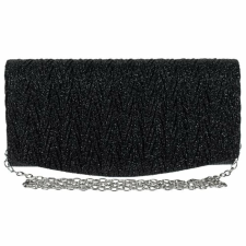 Pufo Elegáns női clutch borítéktáska, Pufo fekete, fényes, 20 cm kézitáska és bőrönd