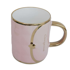 Pufo Fashion Time kerámia bögre kávéhoz vagy teához, 350 ml, rózsaszín bögrék, csészék