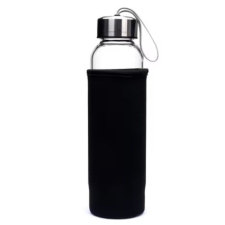 Pufo palack vízhez vagy folyadékokhoz boroszilikát anyagból, fedővel, szivárgásmentes fedéllel, 500 ml kulacs, kulacstartó