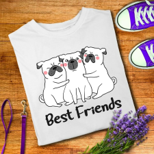 Pugis Női Póló - Best Friends - Pamut ajándéktárgy