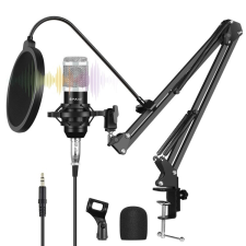 PULUZ Stúdió USB Mikrofon Kit -65cm Asztali Állvánnyal (Ezüst) kameramikrofon