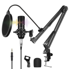 PULUZ Stúdió USB Mikrofon Kit -65cm Asztali Állvánnyal (Fekete) kameramikrofon