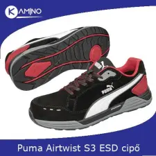 Puma Airtwist Blk Red low S3S ESD FO HRO SR munkavédelmi cipő munkavédelmi cipő