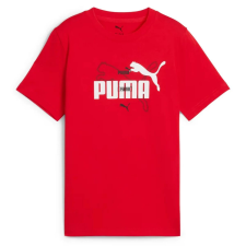 Puma ESS logo LAB Summer junior gyerek póló, piros-fehér-fekete, S25 gyerek póló