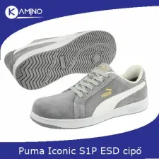 Puma Iconic Suede Grey Low S1PL ESD FO HRO SR munkavédelmi cipő munkavédelmi cipő