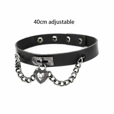 Punk rock szív és lánc motívumos choker nyaklánc, 40 cm nyaklánc