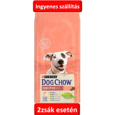 Purina 2db esetén : Dog Chow Sensitive lazachússal 14kg. kutyaeledel