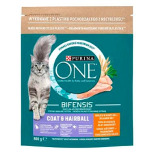 Purina One 800gr Coat &amp; Hairball csirke macskaeledel