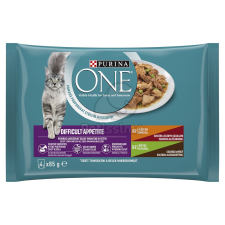 Purina ONE Difficult Appetite nedves macskaeledel - csirke, pulyka 4 x 85 g macskaeledel