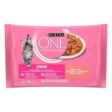Purina One Junior 4*85gr Lazaccal és sárgarpával macskaeledel
