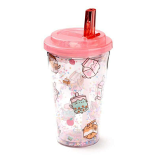 Pusheen cicás pohár szívószálas tetővel, 500 ml, Pusheen és az italok üdítős pohár