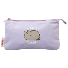  Pusheen cicás tolltartó, beledobálós, 3 rekeszes – Moments, lila tolltartó