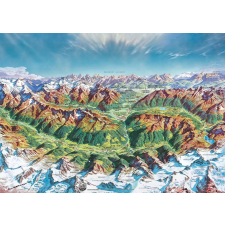 Puzzle térkép Alpok: Hegyi világ 2000 darab puzzle, kirakós