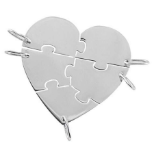 Puzzle törhető szív medál, ezüst ékszer ( variálható darabolással ) medál