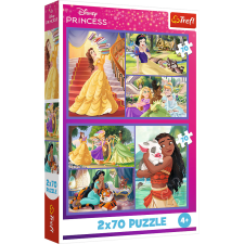Puzzle,Trefl Rejtvény - 2x70 - Mesenapok - Disney Princess 34440 puzzle, kirakós