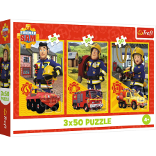 Puzzle,Trefl Rejtvény - 3x50 - Fireman Sam Fire Station Crew Trefl 34880 puzzle, kirakós