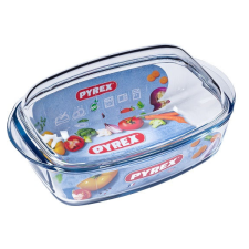 Pyrex Essentials szögletes sütőtál fedővel 4,5l edény