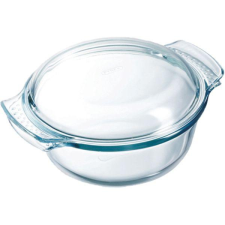 Pyrex Kerek fazék fedővel, hőálló üveg, Pyrex 16 cm edény