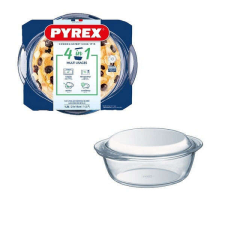 Pyrex kerek sütőtál+fedő 1,3L (1L+0,3L) edény