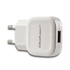 Qoltec 50193 Hálózati USB töltő Okostelefon / Tablet számára (5V | 2.4A) Fehér mobiltelefon kellék