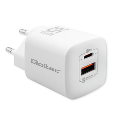 Qoltec GaN Ultra USB-C / USB-A Hálózati töltő - Fehér (35W) mobiltelefon kellék