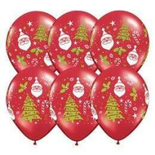 Qualatex 11 inch-es Santa & Christmas Tree Karácsonyi Latex Lufi party kellék
