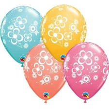 Qualatex 11 inch-es Virág Mintás Latex Lufi party kellék