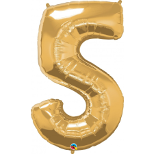 Qualatex 34 inch-es Number 5 Gold - Arany Számos Fólia Lufi party kellék